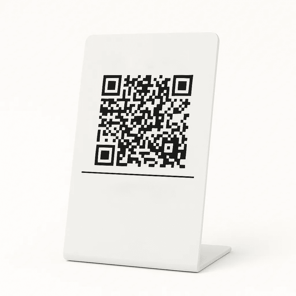 Dikey QR Menü Standı Beyaz Masa Numaralı